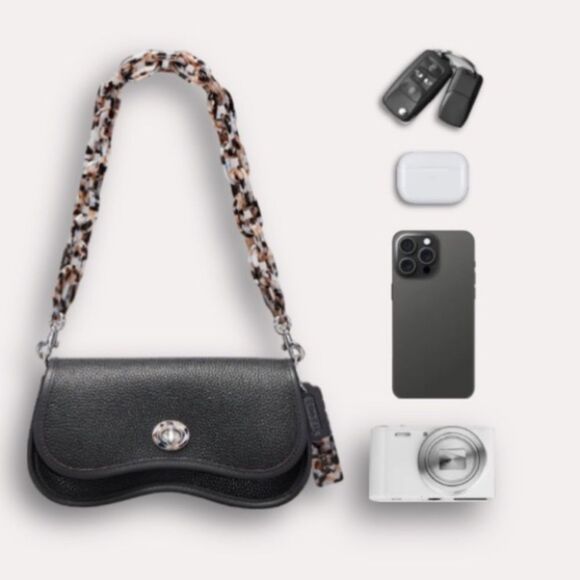 Coach Leather Wavy Dinky Crossbody/Shoulder Bag Coachtopia Pebbled Leather NWT - Picture 4 of 12